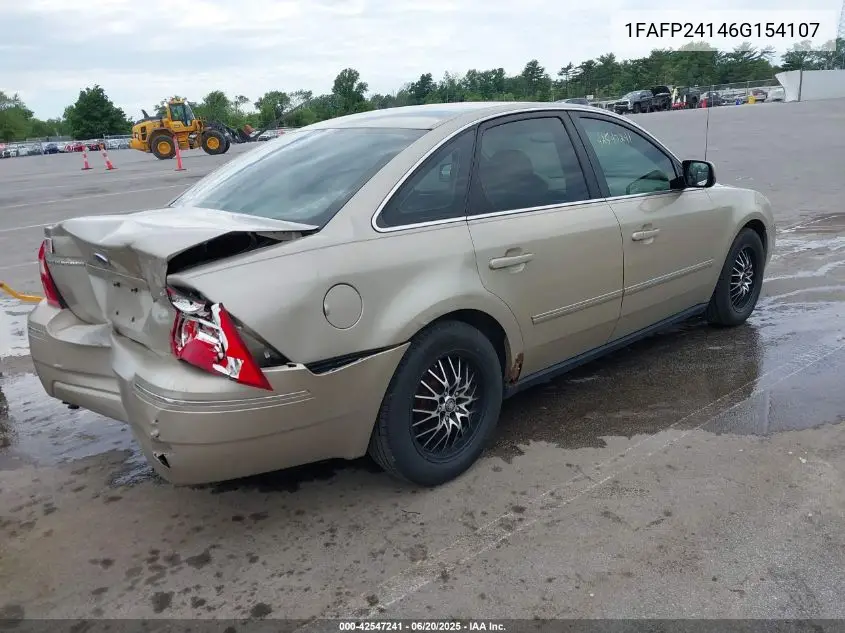 2006 Ford Five Hundred Sel VIN: 1FAFP24146G154107 Lot: 42547241