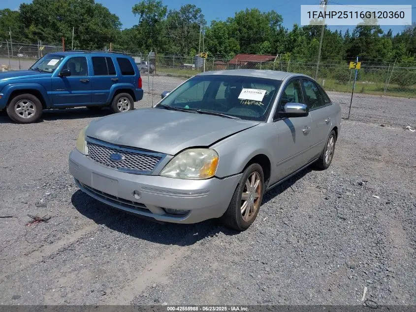 2006 Ford Five Hundred Limited VIN: 1FAHP25116G120360 Lot: 42555988