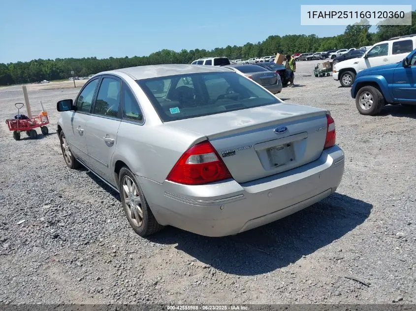 2006 Ford Five Hundred Limited VIN: 1FAHP25116G120360 Lot: 42555988