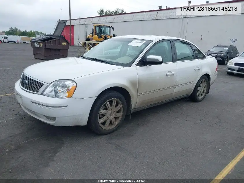 2006 Ford Five Hundred Limited VIN: 1FAHP28186G145218 Lot: 42570400