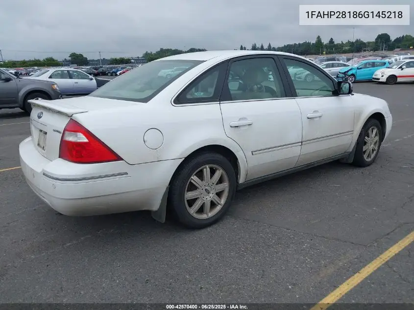 2006 Ford Five Hundred Limited VIN: 1FAHP28186G145218 Lot: 42570400
