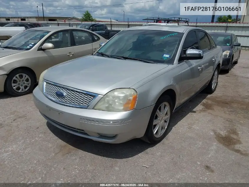 2006 Ford Five Hundred Limited VIN: 1FAFP28176G106661 Lot: 42577370