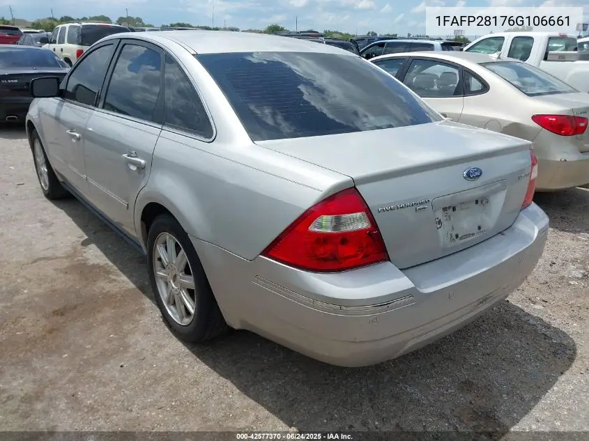 2006 Ford Five Hundred Limited VIN: 1FAFP28176G106661 Lot: 42577370