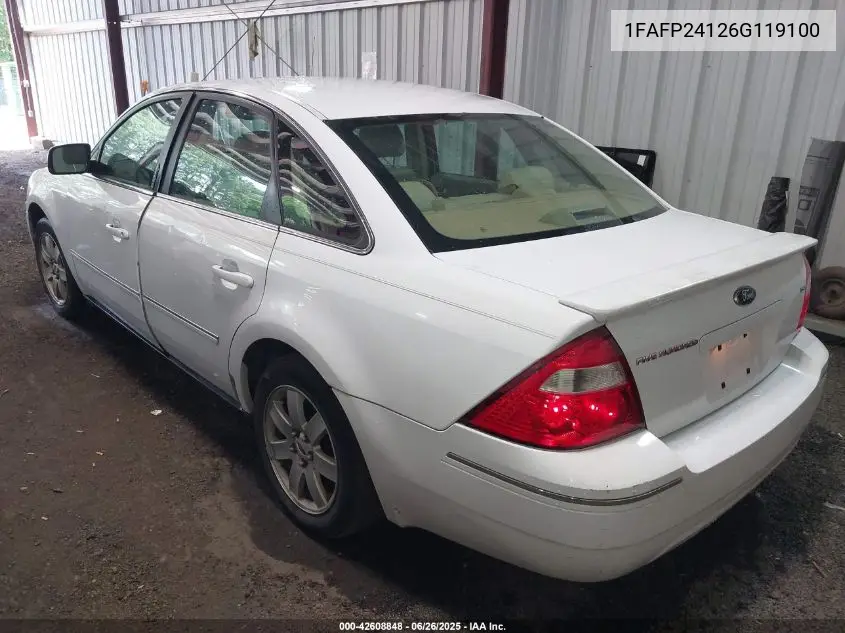 2006 Ford Five Hundred Sel VIN: 1FAFP24126G119100 Lot: 42608848