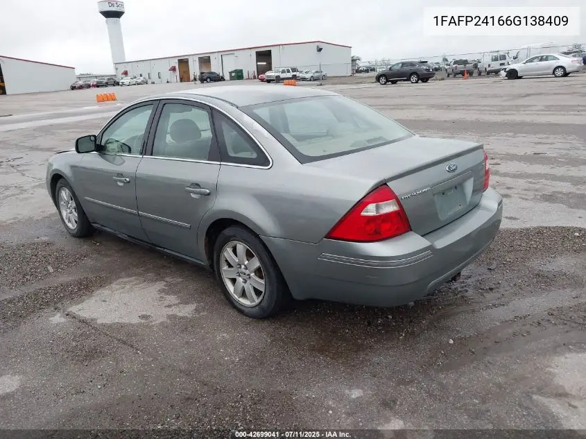 2006 Ford Five Hundred Sel VIN: 1FAFP24166G138409 Lot: 42699041