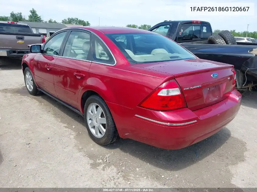 2006 Ford Five Hundred Se VIN: 1FAFP26186G120667 Lot: 42713746