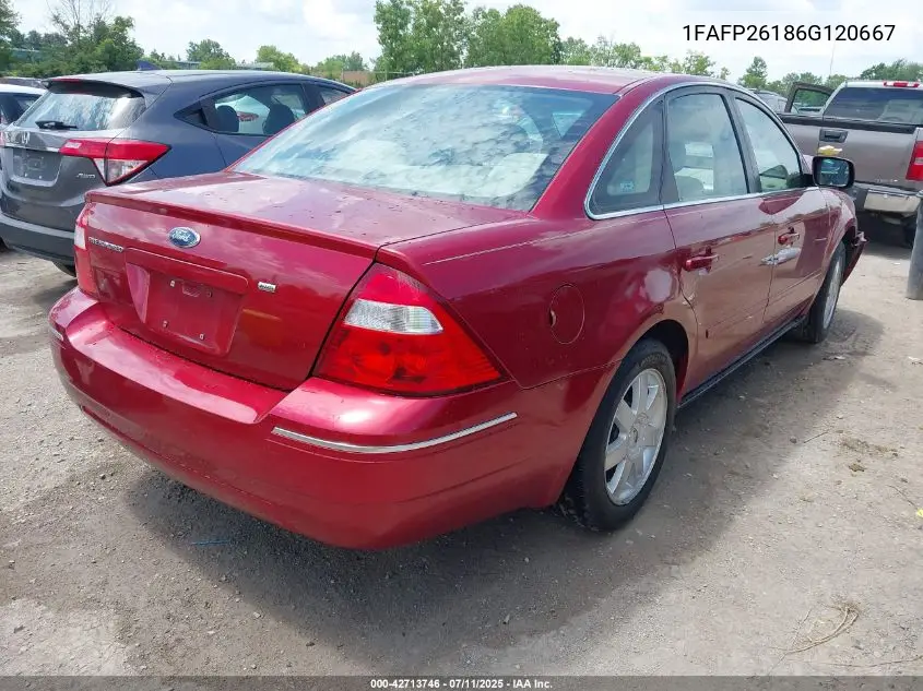 2006 Ford Five Hundred Se VIN: 1FAFP26186G120667 Lot: 42713746
