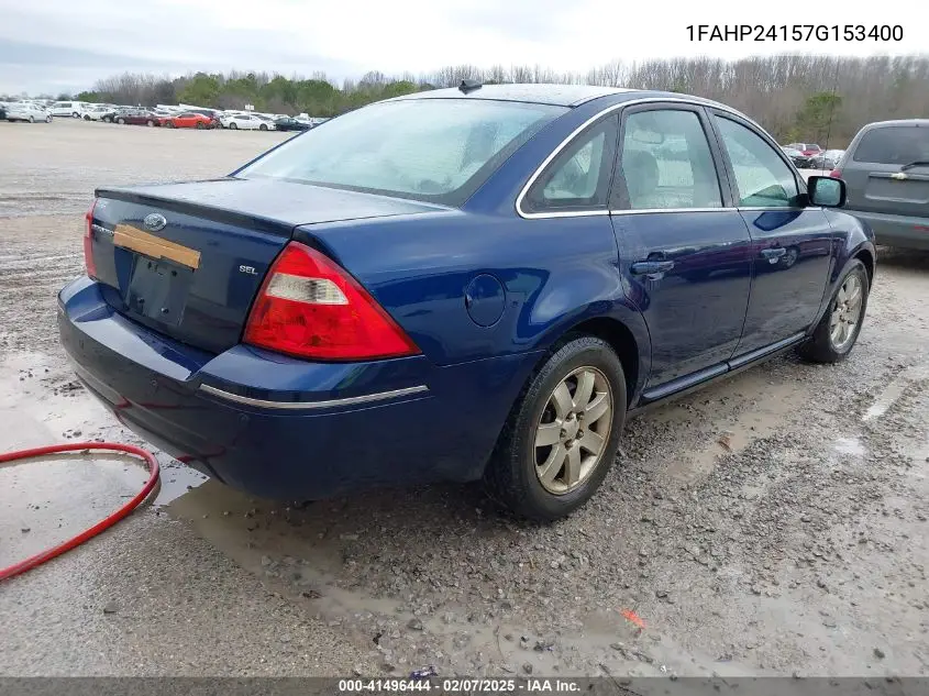 2007 Ford Five Hundred Sel VIN: 1FAHP24157G153400 Lot: 41496444