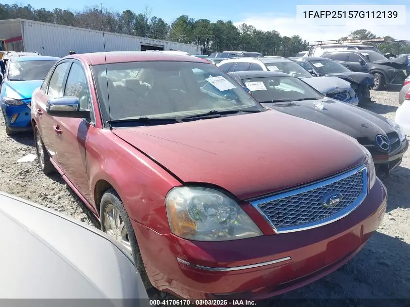 2007 Ford Five Hundred Limited VIN: 1FAFP25157G112139 Lot: 41706170