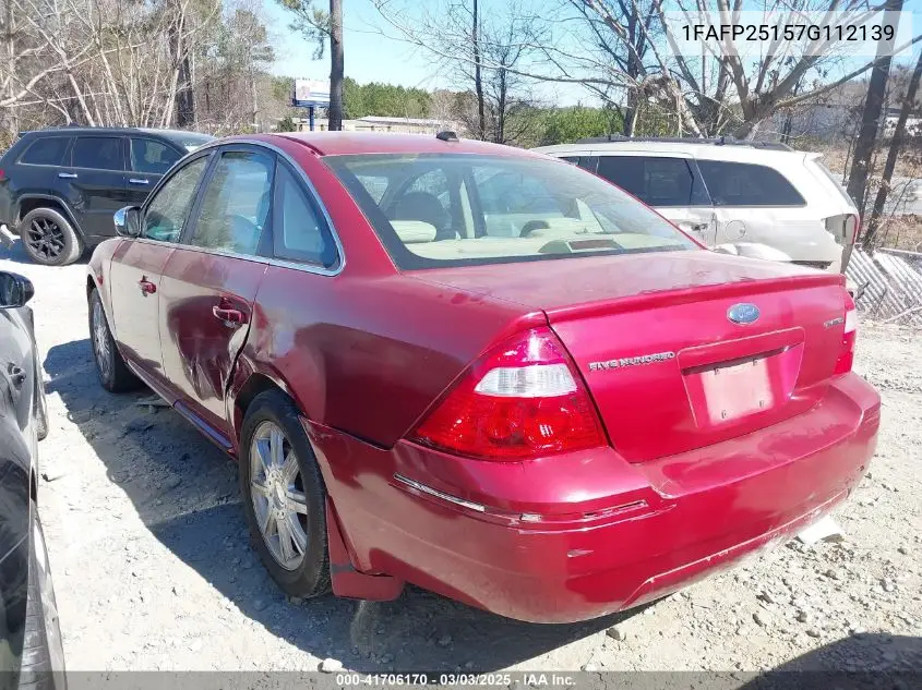 2007 Ford Five Hundred Limited VIN: 1FAFP25157G112139 Lot: 41706170