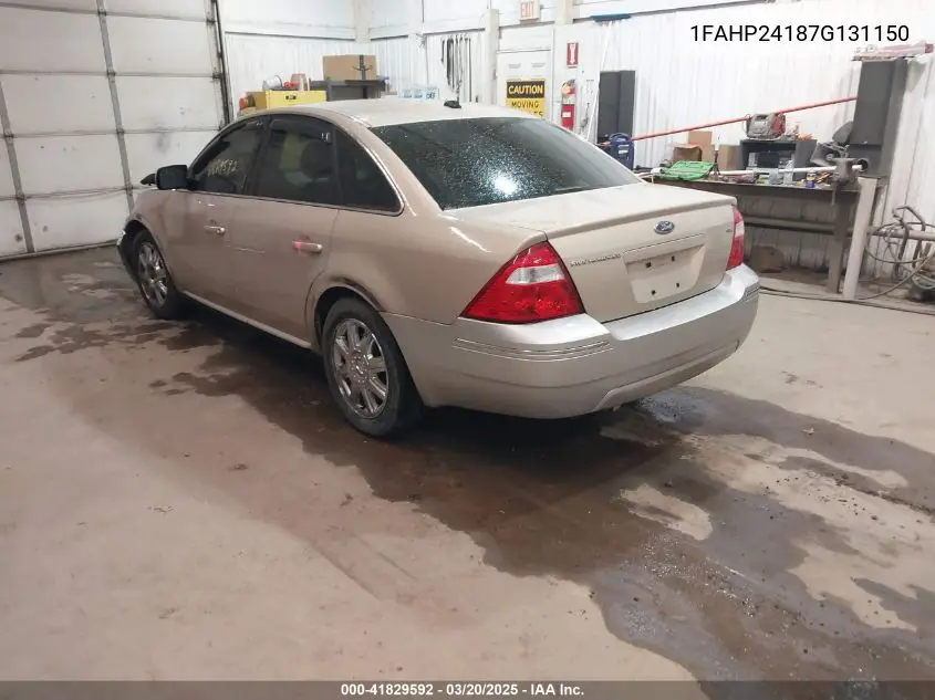 2007 Ford Five Hundred Sel VIN: 1FAHP24187G131150 Lot: 41829592