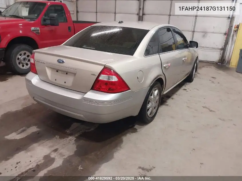 2007 Ford Five Hundred Sel VIN: 1FAHP24187G131150 Lot: 41829592
