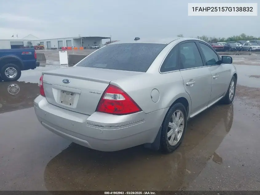 2007 Ford Five Hundred Limited VIN: 1FAHP25157G138832 Lot: 41902963