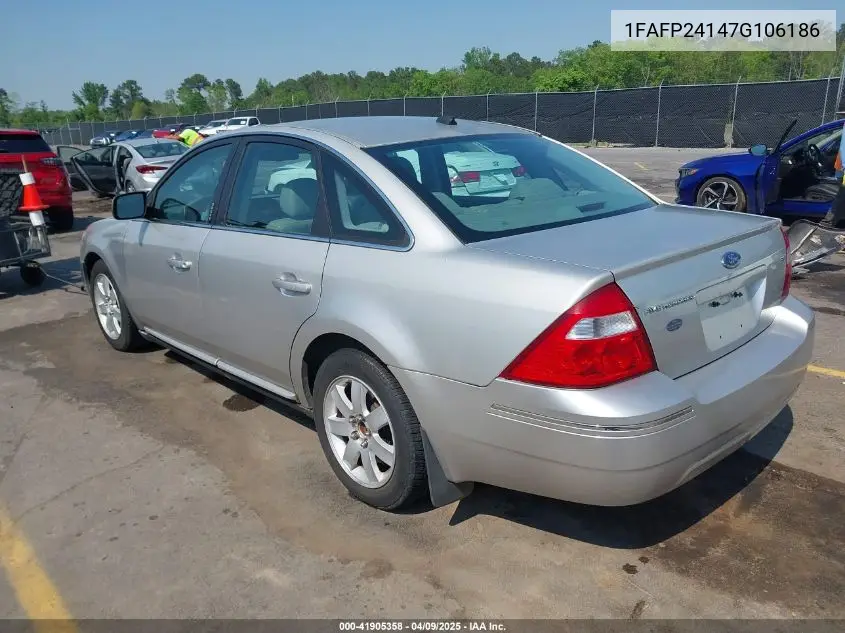 2007 Ford Five Hundred Sel VIN: 1FAFP24147G106186 Lot: 41905358