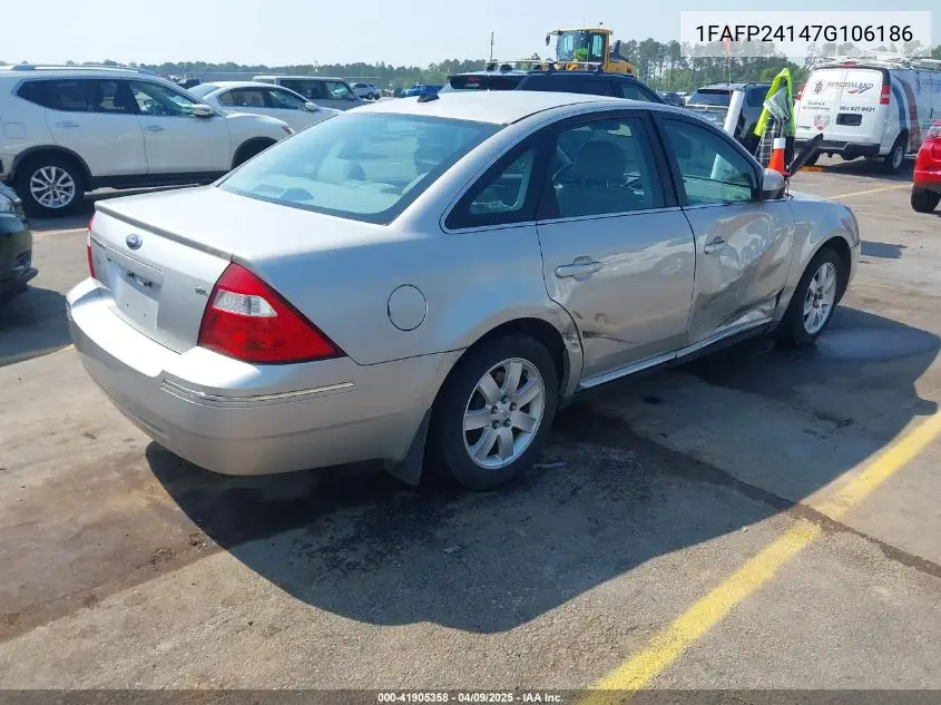 2007 Ford Five Hundred Sel VIN: 1FAFP24147G106186 Lot: 41905358