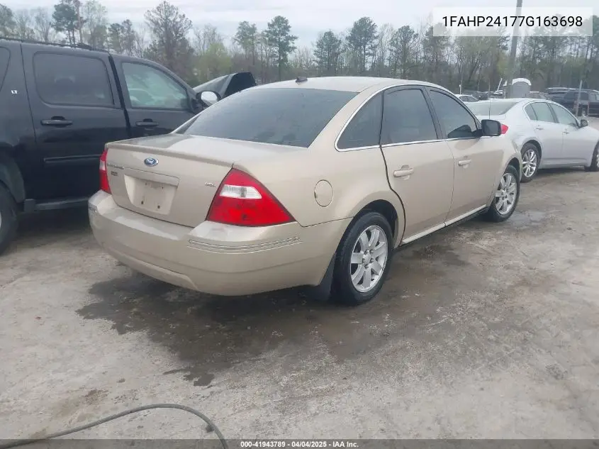 2007 Ford Five Hundred Sel VIN: 1FAHP24177G163698 Lot: 41943789