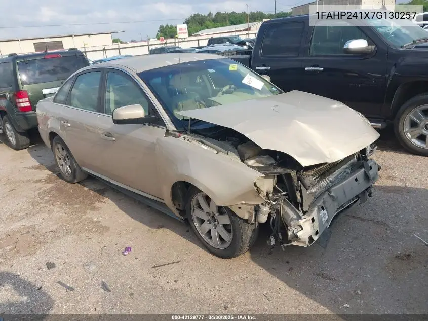 2007 Ford Five Hundred Sel VIN: 1FAHP241X7G130257 Lot: 42129777