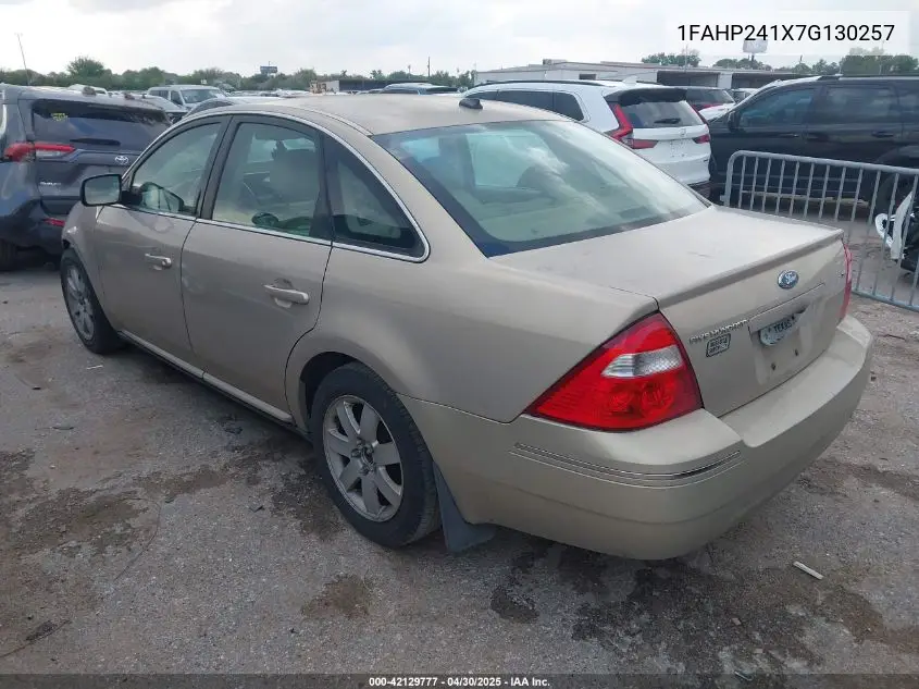 2007 Ford Five Hundred Sel VIN: 1FAHP241X7G130257 Lot: 42129777