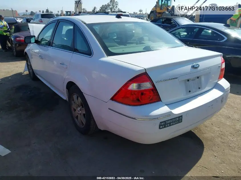 2007 Ford Five Hundred Sel VIN: 1FAHP24177G103663 Lot: 42153853