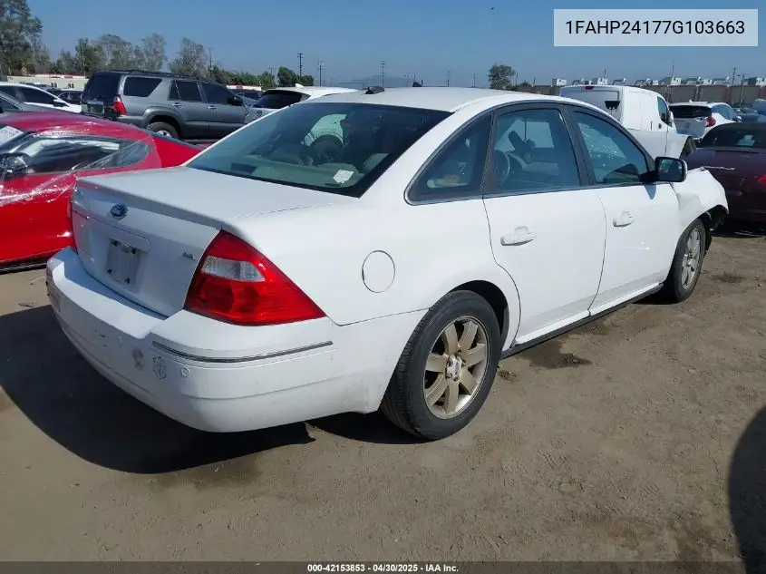 2007 Ford Five Hundred Sel VIN: 1FAHP24177G103663 Lot: 42153853