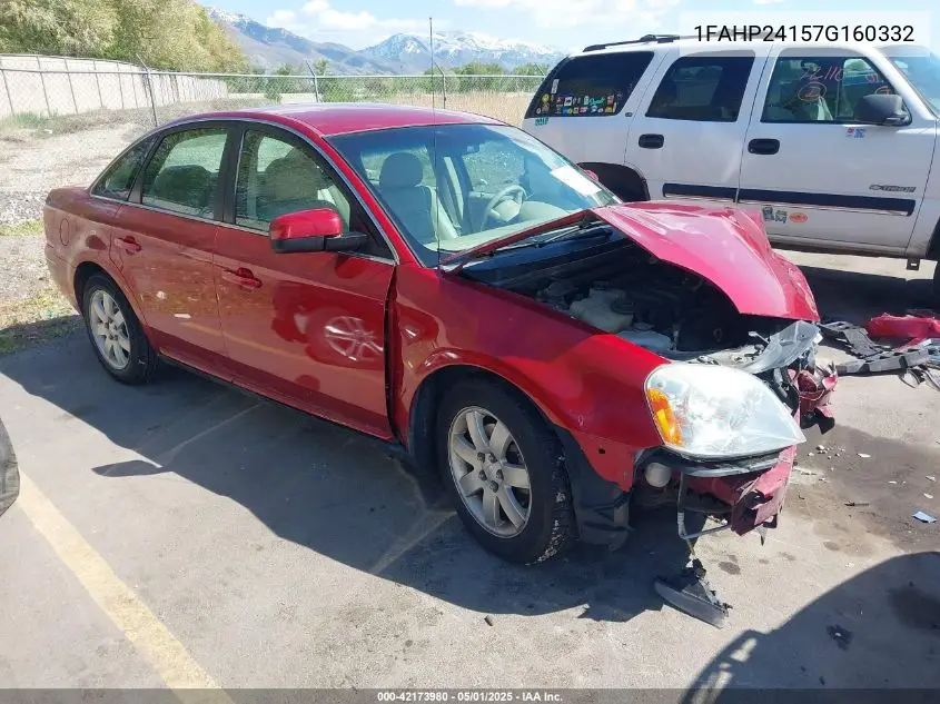 2007 Ford Five Hundred Sel VIN: 1FAHP24157G160332 Lot: 42173980