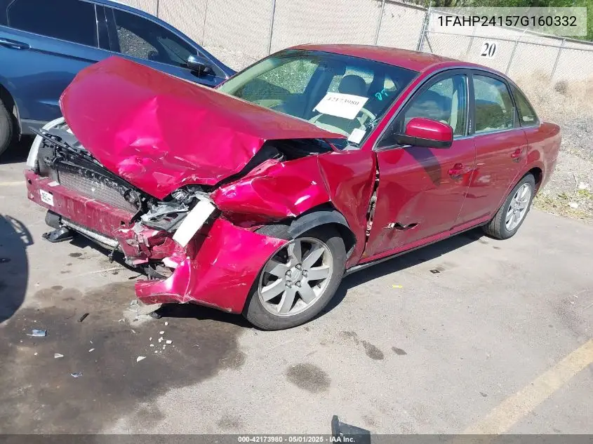 2007 Ford Five Hundred Sel VIN: 1FAHP24157G160332 Lot: 42173980