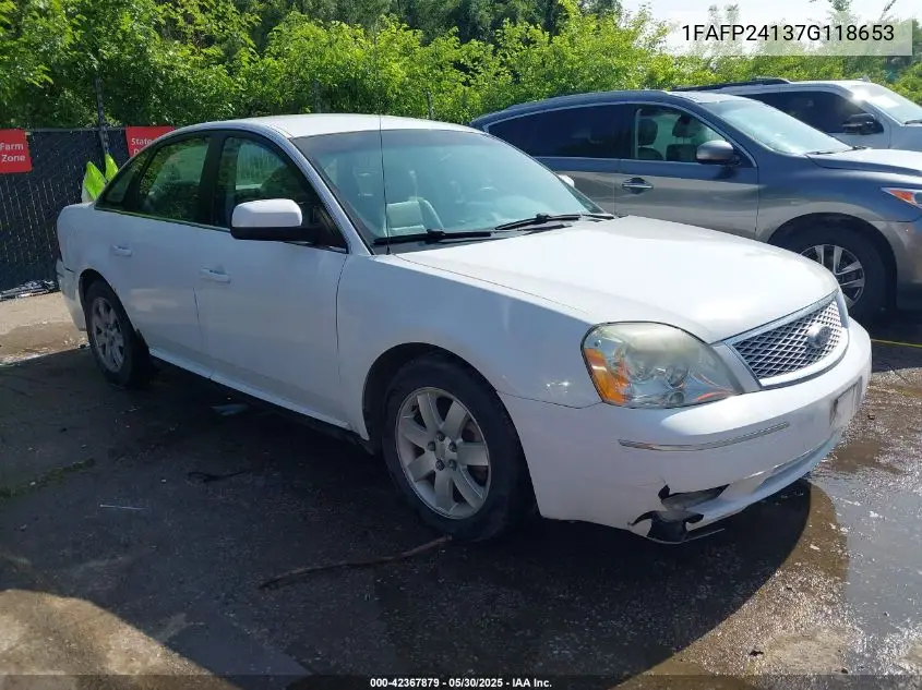 2007 Ford Five Hundred Sel VIN: 1FAFP24137G118653 Lot: 42367879