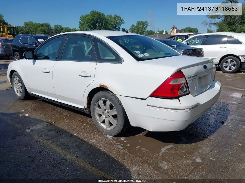 2007 Ford Five Hundred Sel VIN: 1FAFP24137G118653 Lot: 42367879