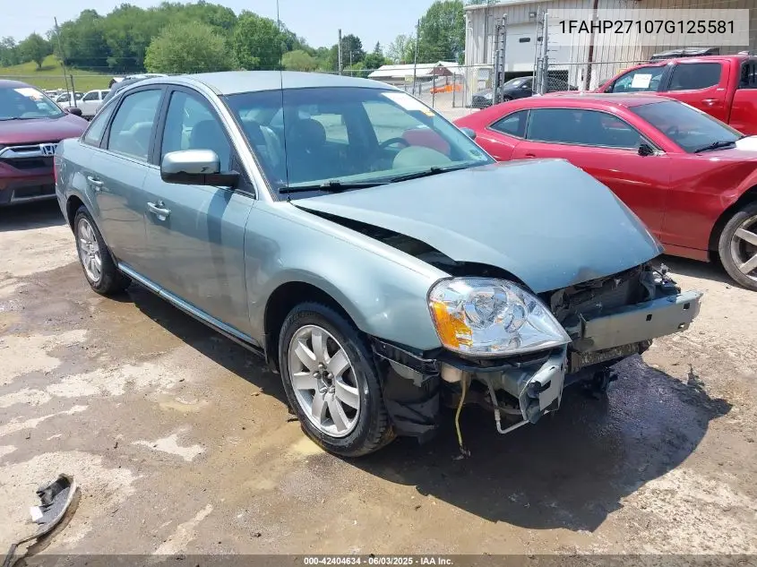 2007 Ford Five Hundred Sel VIN: 1FAHP27107G125581 Lot: 42404634