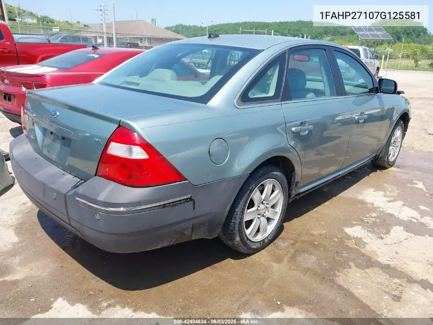 2007 Ford Five Hundred Sel VIN: 1FAHP27107G125581 Lot: 42404634