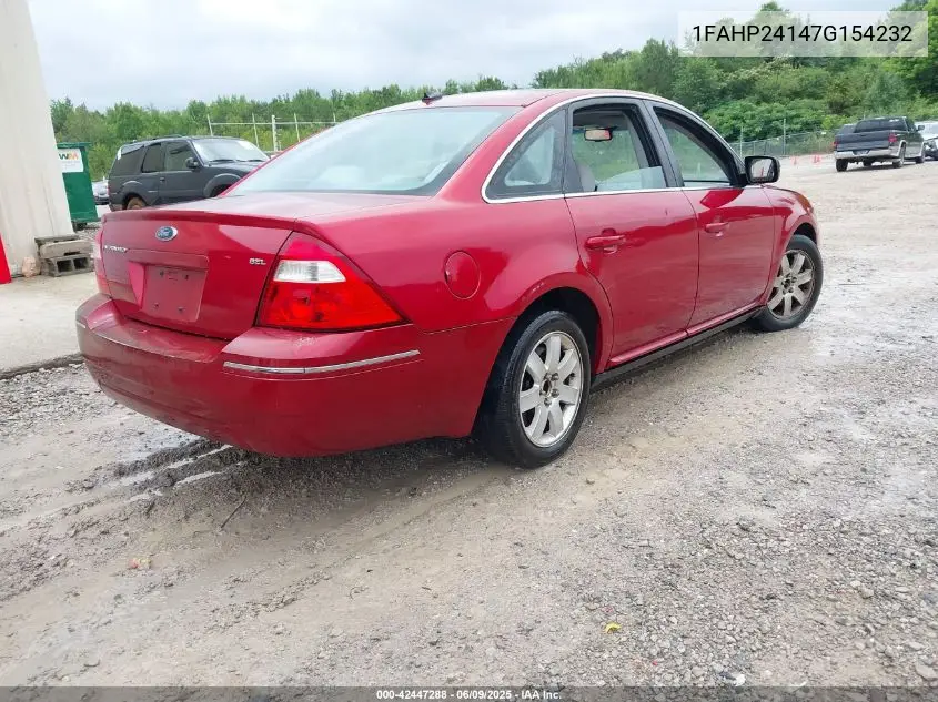 2007 Ford Five Hundred Sel VIN: 1FAHP24147G154232 Lot: 42447288