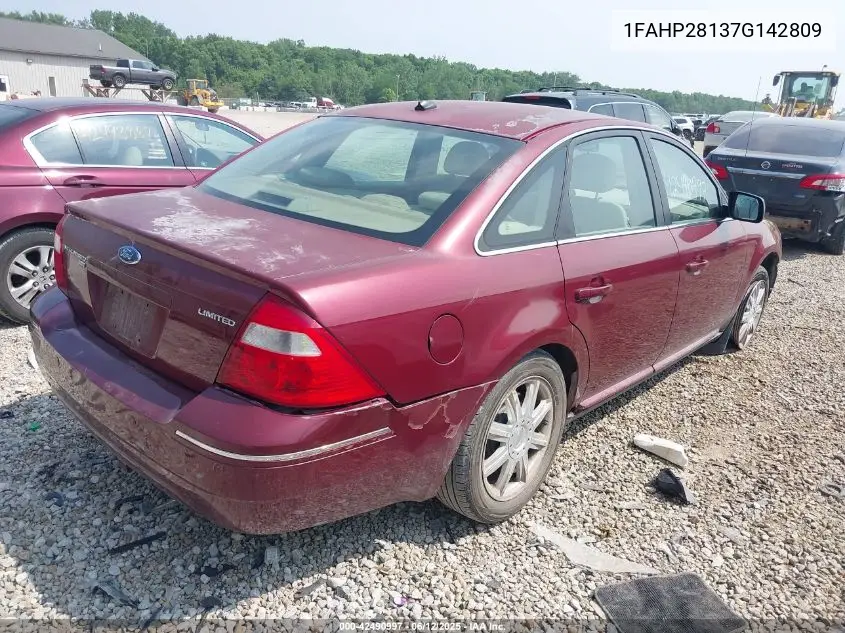 2007 Ford Five Hundred Limited VIN: 1FAHP28137G142809 Lot: 42490997