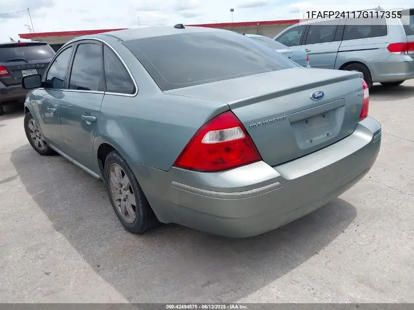 2007 Ford Five Hundred Sel VIN: 1FAFP24117G117355 Lot: 42494575