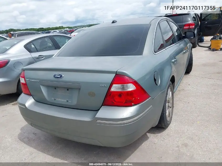 2007 Ford Five Hundred Sel VIN: 1FAFP24117G117355 Lot: 42494575