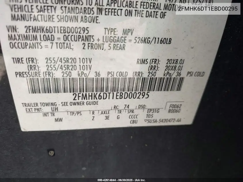 2014 Ford Flex Limited VIN: 2FMHK6DT1EBD00295 Lot: 42614844