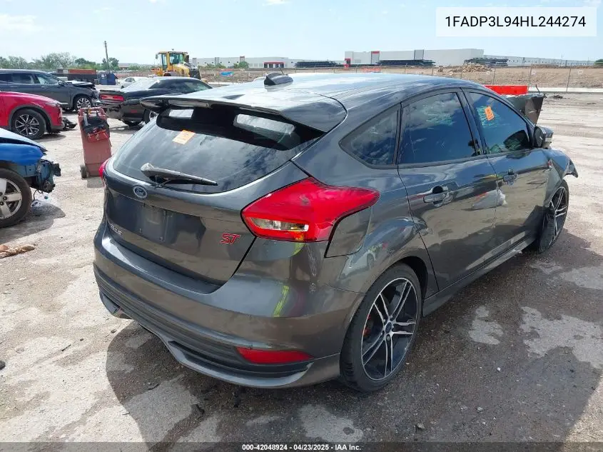 2017 Ford Focus St VIN: 1FADP3L94HL244274 Lot: 42048924