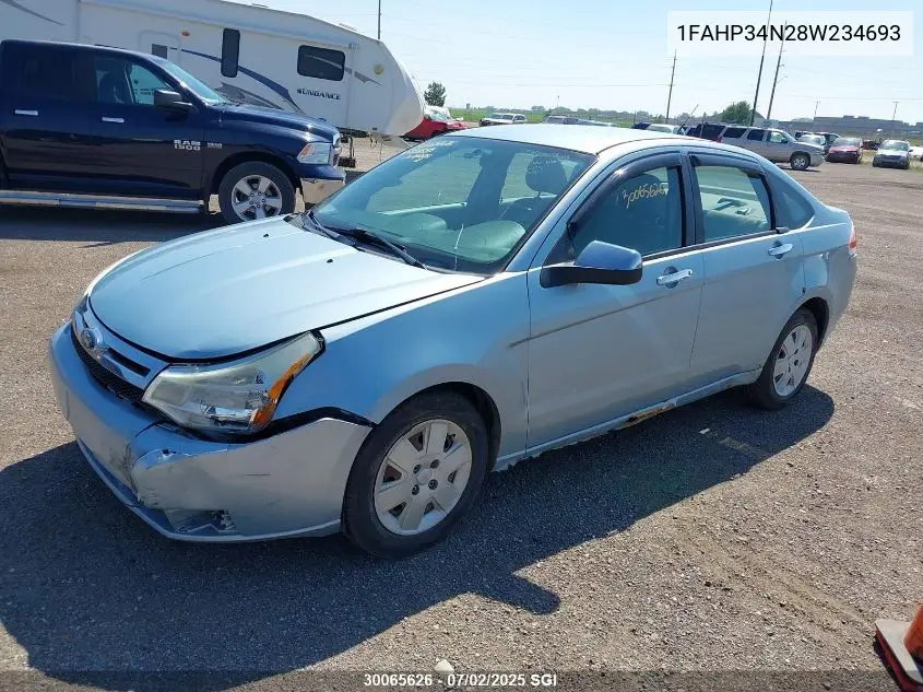 2008 Ford Focus S/Se VIN: 1FAHP34N28W234693 Lot: 30065626