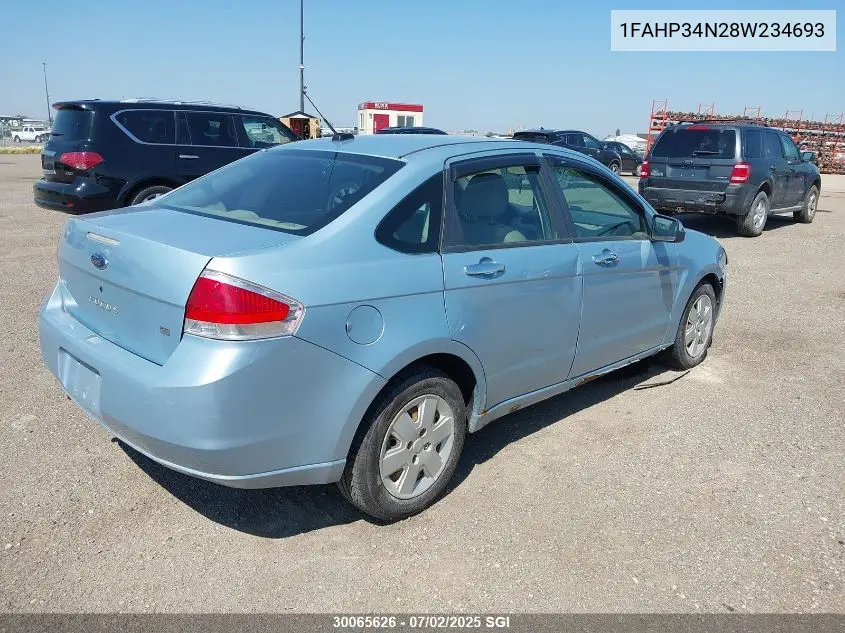 2008 Ford Focus S/Se VIN: 1FAHP34N28W234693 Lot: 30065626