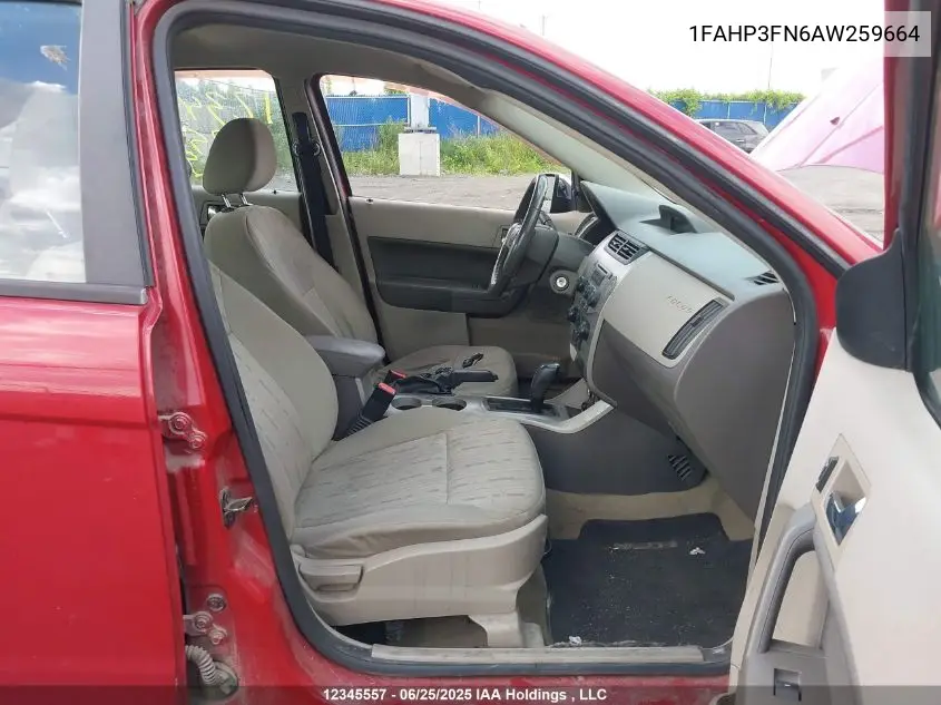 2010 Ford Focus Se VIN: 1FAHP3FN6AW259664 Lot: 12345557