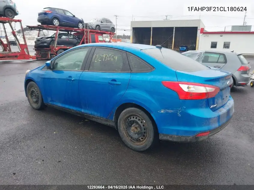 2012 Ford Focus Se VIN: 1FAHP3F21CL180624 Lot: 12293664