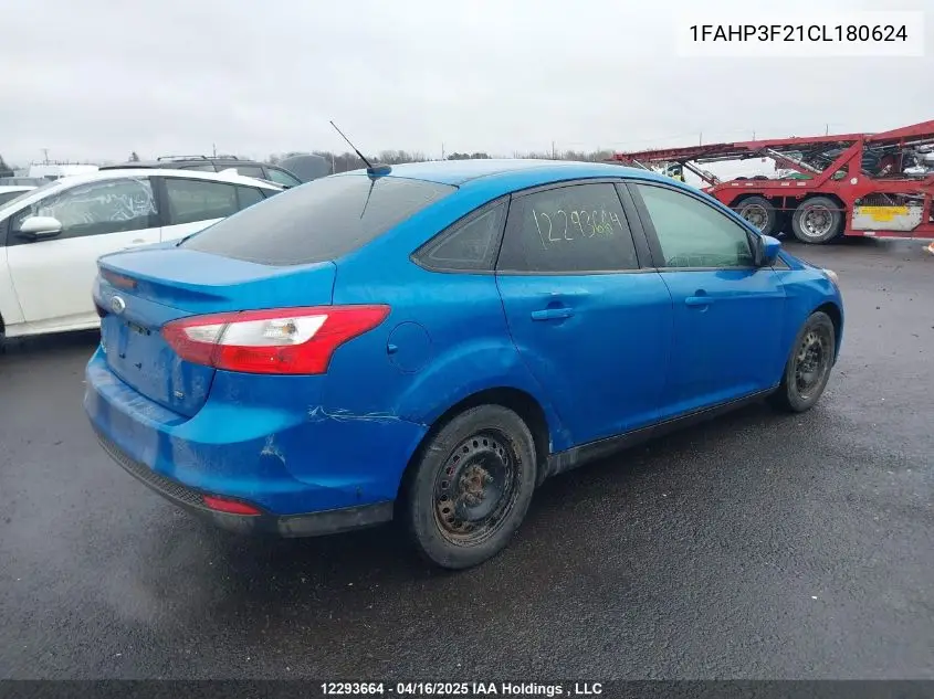 2012 Ford Focus Se VIN: 1FAHP3F21CL180624 Lot: 12293664