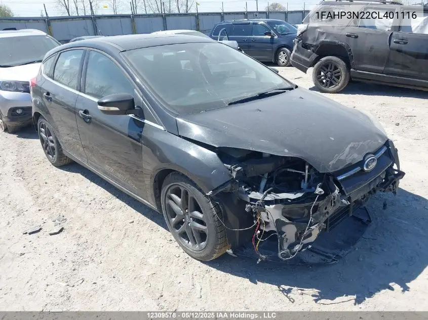 2012 Ford Focus Titanium VIN: 1FAHP3N22CL401116 Lot: 12309578