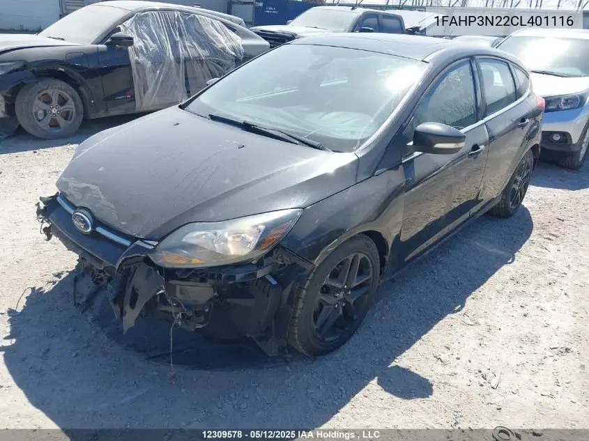 2012 Ford Focus Titanium VIN: 1FAHP3N22CL401116 Lot: 12309578