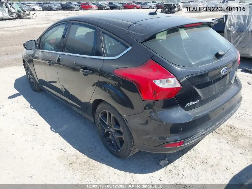 2012 Ford Focus Titanium VIN: 1FAHP3N22CL401116 Lot: 12309578