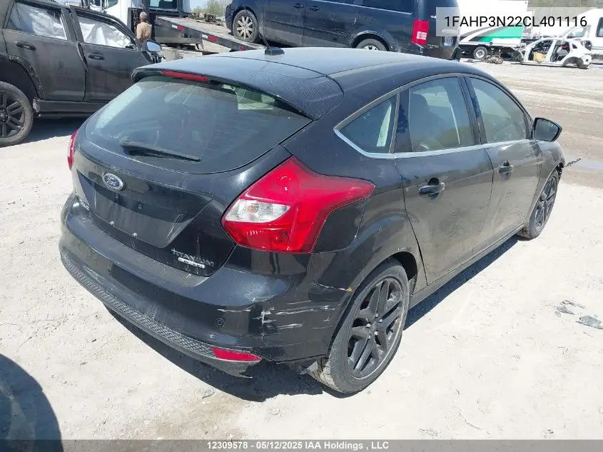 2012 Ford Focus Titanium VIN: 1FAHP3N22CL401116 Lot: 12309578