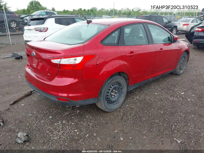 2012 Ford Focus Se VIN: 1FAHP3F20CL310523 Lot: 42203103