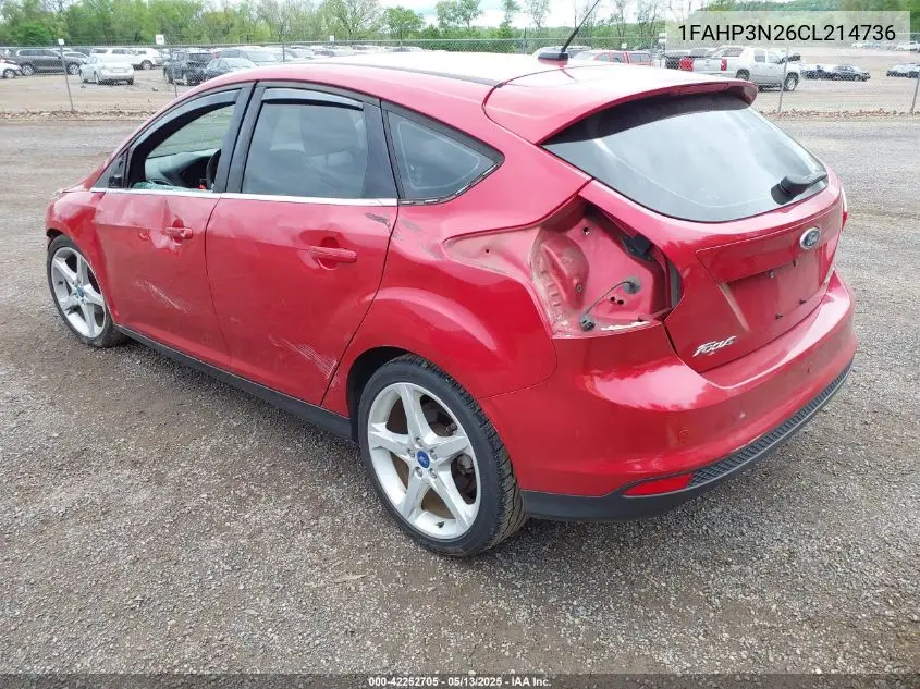 2012 Ford Focus Titanium VIN: 1FAHP3N26CL214736 Lot: 42252705