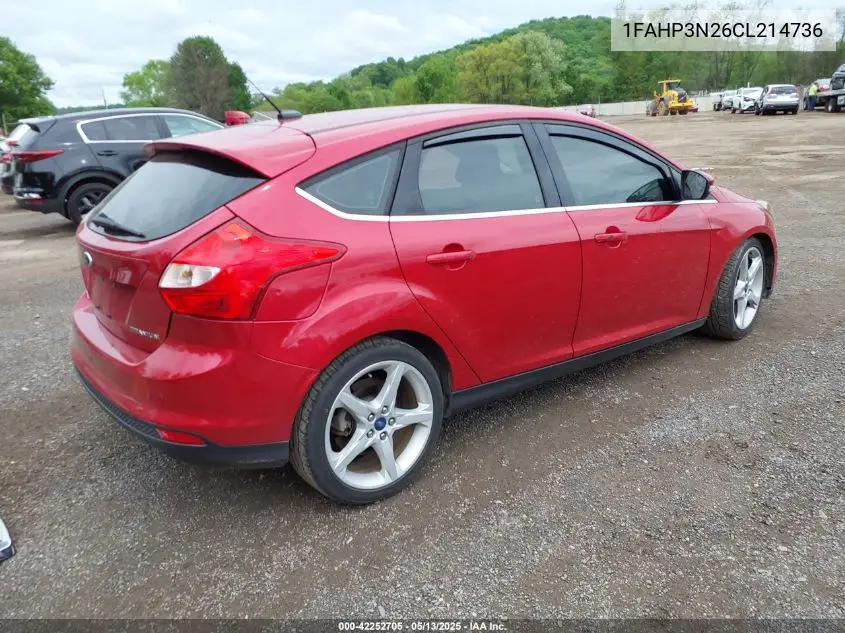 2012 Ford Focus Titanium VIN: 1FAHP3N26CL214736 Lot: 42252705