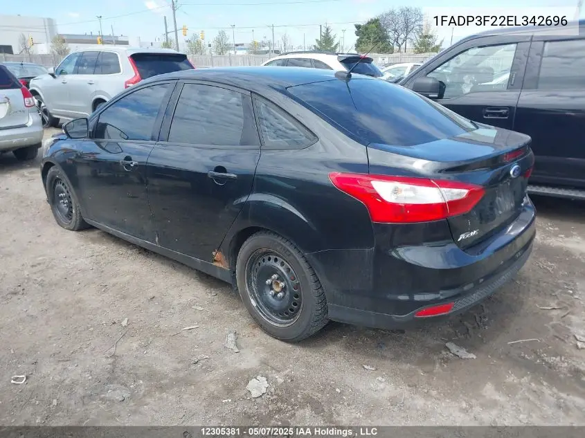 2014 Ford Focus Se VIN: 1FADP3F22EL342696 Lot: 12305381