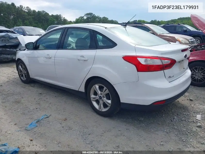 2014 Ford Focus Se VIN: 1FADP3F23EL179931 Lot: 42242785